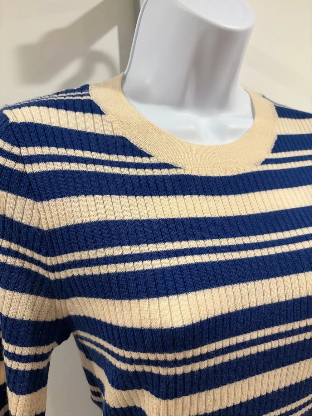 J.Crew Carolyn Merino Wool three-quarter sleeve stripe sweater size Medium